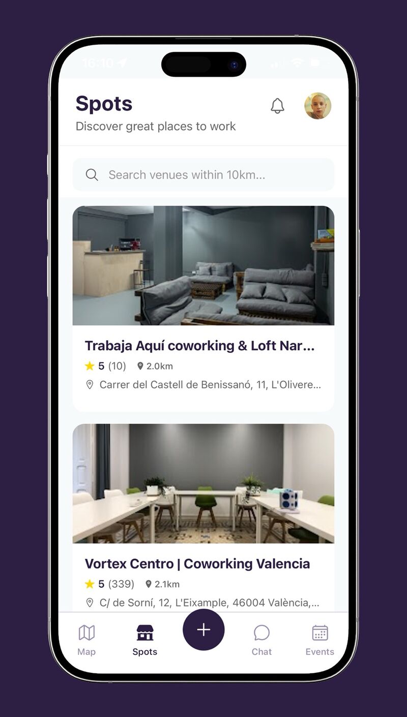 Venues and spots listing